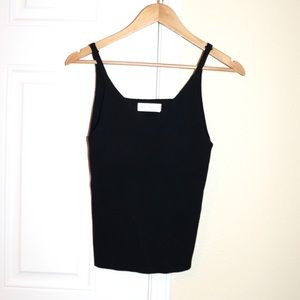 Deep Navy Blue Knitted V Neck Tank Top